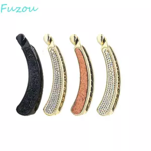 FUJIOU Kẹp Tóc Móng Vuốt Đơn Giản Hàn Quốc Pha Lê Kim Cương Giả Cổ Điển Chuối Bé Gái Barrette