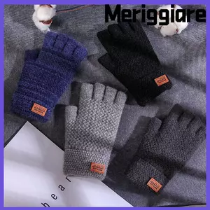Găng tay không ngón MERIGGIARE Nam Co Giãn Dày Dệt Kim Alpaca Len