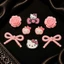 Set Charm Hello Kitty Nơ Hồng Hoa Hồng Táo Kitty Resin Cao Cấp – Pink Rose Bow Collection Trang Trí Dép