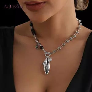 AqToCna Mặt Dây Chuyền Giọt Nước Kim Cương Hình elip Nelace Hạt Không Đều Dây Xích Choker Kim Cương Giả Nelace Tiệc Cưới Trang Sức Quà Tặng AqToCna