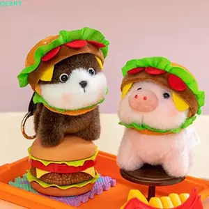 QEARY Kawaii Foodie Móc chìa khóa, Vải sang trọng ngắn gọn Kích thước di động nhỏ gọn Burger Animal Plushie, Thêu tinh tế Bông PP siêu mềm Elephant Hamburger Charm