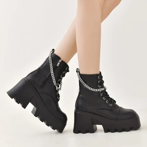 Mùa Đông Plus Kích Thước Bằng Sáng Chế Da Gothic Giày Cao Gót Nữ Dây Xích Gợi Cảm Giày Đế Dày Punk Phong Cách Mắt Cá Chân Giày Phong Cách Gothic Giày Nữ Châu Âu Mỹ Plus Size Giày Nữ20260527