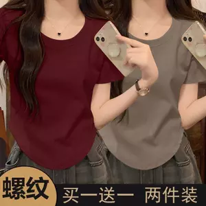 Áo thun ngắn tay cổ chữ U hai mảnh có ren mùa hè Thiết kế không đều đi lại Slim-Fit S