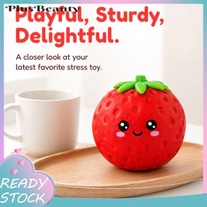 < Pluscloth > Đồ chơi dâu tây khổng lồ, Quả bóng căng thẳng có thể tái sử dụng, Chất liệu TPR bền bỉ, Đồ chơi giảm lo âu vui nhộn dành cho người lớn và trẻ em tập trung