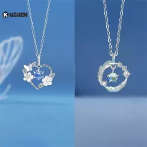 KUZHEN Tinh Tế Hoa Trái Tim Mặt Dây Chuyền Nelace Cho Nữ Pha Lê Zircon Xương Đòn Dây Chuyền Tiệc Cưới Trang Sức HOT