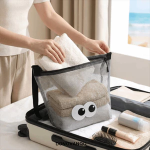Túi lưu trữ lưới DONOVANQQ, Túi vệ sinh dung tích lớn hoạt hình, Túi trang điểm trong suốt cầm tay chống nước bền bỉ Spa