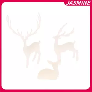 JASMINE 1 Mini Nhựa Pha Lê Hươu Giáng Sinh Rừng Nai Sừng Tấm Trắng Món Tráng Miệng Trang Trí Bàn Giáng Sinh Vui Vẻ Trang Trí Cho Gia Đình Trẻ Em Quà Tặng Năm Mới JASMINE