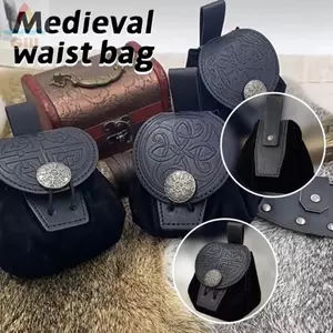 GIL Retro Túi Thắt Lưng, Giả Da Cosplay Đạo Cụ Túi Thắt Lưng Ngoài Trời, Punk Dây Rút Có Thể Treo Nam Fanny Pack