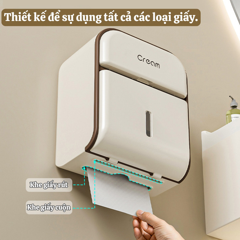 Hộp Giấy Vệ Sinh Treo Tường 2 Ngăn HOMIE, Hộp Giấy Vệ Sinh Đa Năng Chất Liệu PP Cao Cấp Chống Nước