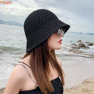 THEGIRL8B Mũ Rơm Nữ Có Thể Gập Lại Màu Trơn Ngọt Ngào Thanh Lịch Tấm Che Nắng Mới Mũ Đi Biển