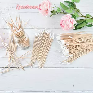 100 tăm bông y tế tay cầm bằng gỗ dài 6 '' tăm bông chắc chắn bôi q-tip