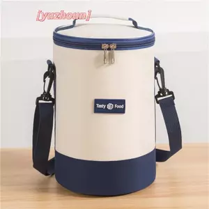 Túi đựng đồ ăn trưa di động dung tích lớn Hộp cơm trưa cách nhiệt hình trụ giữ tươi Túi Tote Lá nhôm tròn Túi làm mát nhiệt thực phẩm