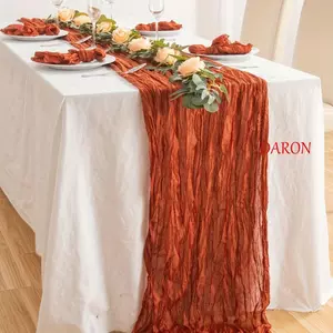 Khăn trải bàn gạc DARON, 90x180 / 300cm Vintage Table Runners, Trang trí bàn mộc mạc Đồng quê nhiều màu Boho Cheesecloth Bàn thiết lập tiệc