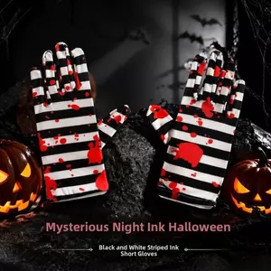 DONOVANQQ Halloween Sọc Máu Găng Tay, Máu Quỷ Zombie Chơi Găng Tay Halloween Cosplay Găng Tay Ngắn / Dài Cosplay Bệnh Viện Y Tá Full Ngón Tay Halloween