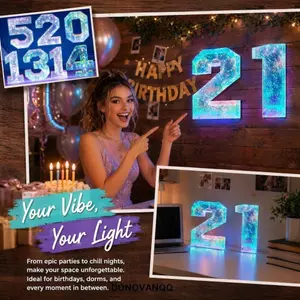 DONOVANQQ Bảng hiệu số nhà được chiếu sáng, Đèn LED trang trí nhiều màu, Hộp pin cài đặt dễ dàng Số đèn LED Usb màu xanh công suất kép Trang trí tiệc Marquee