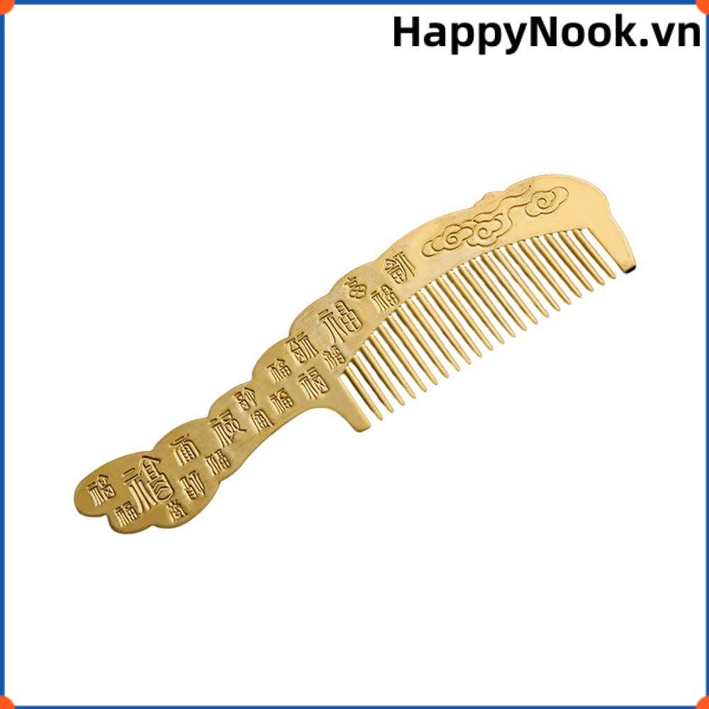 Lược đồng thau nguyên chất HAPPYNOOK, Lược đồng công chống tĩnh điện Colorfast, Lược chải tóc quà tặng thủ công thời trang Trang trí bàn ăn tại nhà