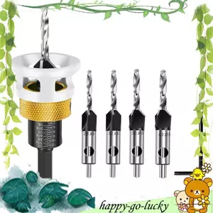 Bộ mũi khoan côn M2 HSS (4 CÁI) có nút chặn sâu cho gỗ & kim loại- Dụng cụ cầm tay tương thích