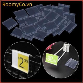 ROOMYCO 50 CÁI Giá đỡ nhãn, Bảng hiệu Giá treo thẻ móc hai dòng, Nhựa trong suốt Đa chức năng Giá trưng bày thẻ Siêu thị