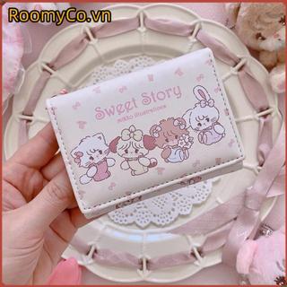 Ví đựng tiền xu ROOMYCO, Ví ngắn hoạt hình Mikko, Túi đựng tiền bằng da PU di động dành cho nữ Cô gái