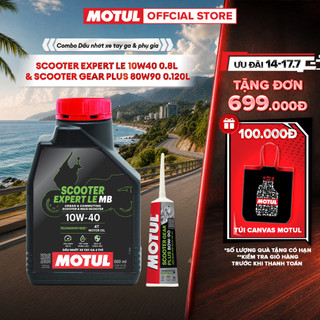 Combo Dầu nhớt xe tay ga MOTUL SCOOTER EXPERT LE 10W40 0.8L và Dầu hộp số xe tay ga MOTUL SCOOTER GEAR PLUS 80W90 0.120L