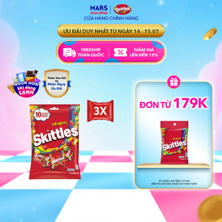 Combo 3 gói kẹo Skittles Funsize vị truyền thống 150g x 3