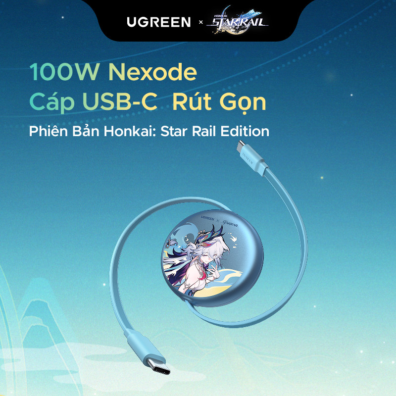 【Phiên Bản Honkai: Star Rail】UGREEN Cáp dữ liệu sạc có thể thu vào 100W USB-C sang USB-C cho iPhone 17 Pro Max/Samsung  | BigBuy360 - bigbuy360.vn