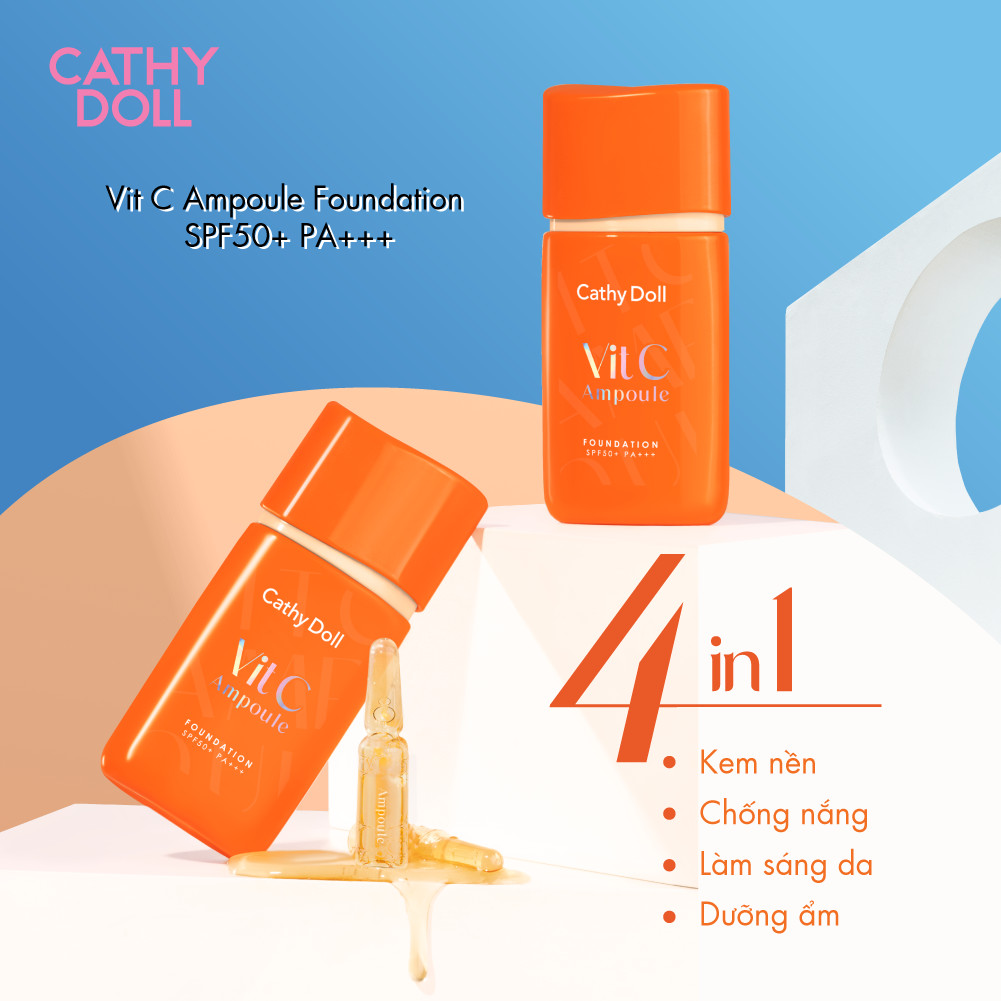 Kem Nền Sáng Da Mờ Thâm Vit C Ampoule Foundation Spf50+ Pa+++ Kết Cấu Mỏng Nhẹ Hỗ Trợ Che Phủ Và Làm Đều Màu Da 30g