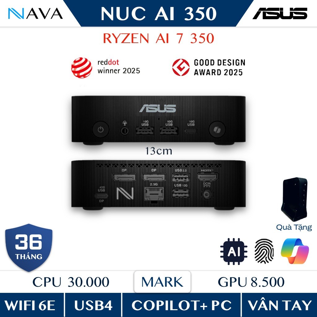 Mini PC ASUS NUC AI 350 (PN54) DDR5 AMD Ryzen AI 7, Radeon 860M ...