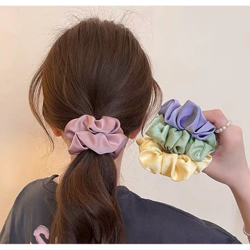 Scrunchies lụa cột tóc màu pastel trơn cao cấp Alara- Dây buộc tóc scrunchie set dễ thương sang trọng