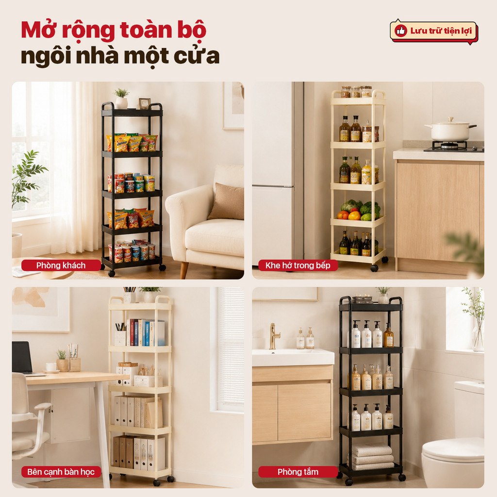 Kệ đựng đồ phòng tắm di động có bánh xe – phù hợp cho spa, phòng ngủ, phòng khách và nhà bếp | BigBuy360 - bigbuy360.vn