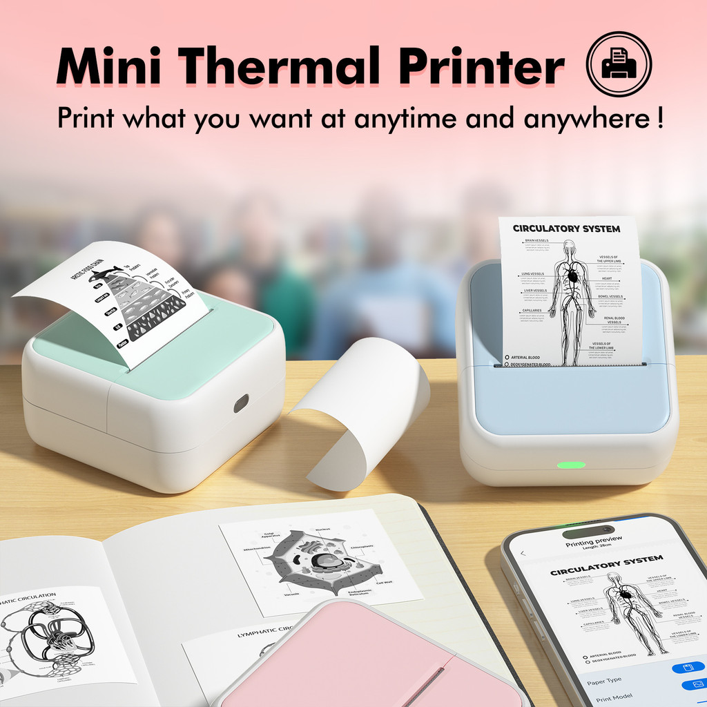 Máy in nhãn mini Máy in nhiệt di động Máy in nhãn kết nối Bluetooth Máy in kết nối không dây Máy in mini Máy in ảnh & nhãn