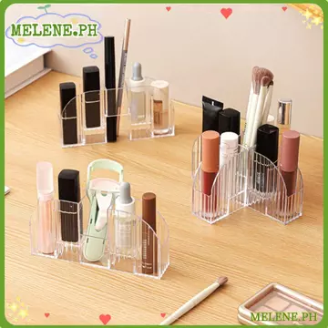 Hộp đựng son môi MELENE, Hộp đựng son môi bằng nhựa 9 lưới, Hộp đựng cọ trang điểm hình chữ thập trong suốt