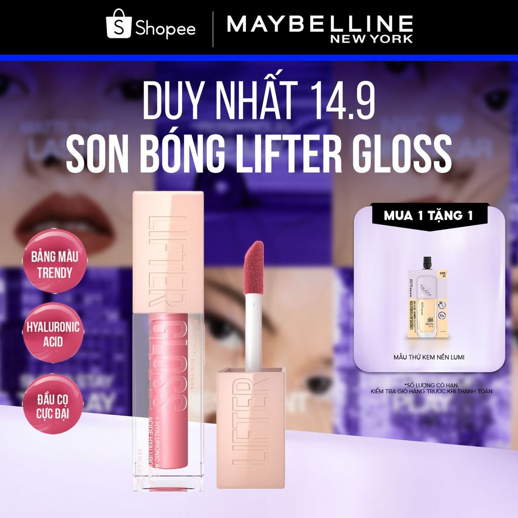 Son Bóng Lifter Gloss cho Đôi Môi Đầy Căng Mọng Kẹo cùng Hyaluronic Acid Maybelline New York 5.4ML