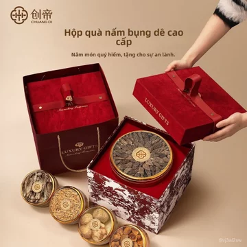 Hộp quà nấm linh chi hoang dã Sáng Đế nấm khô bồi bổ biếu người lớn nguyên liệu chính hãng quà Trung Thu