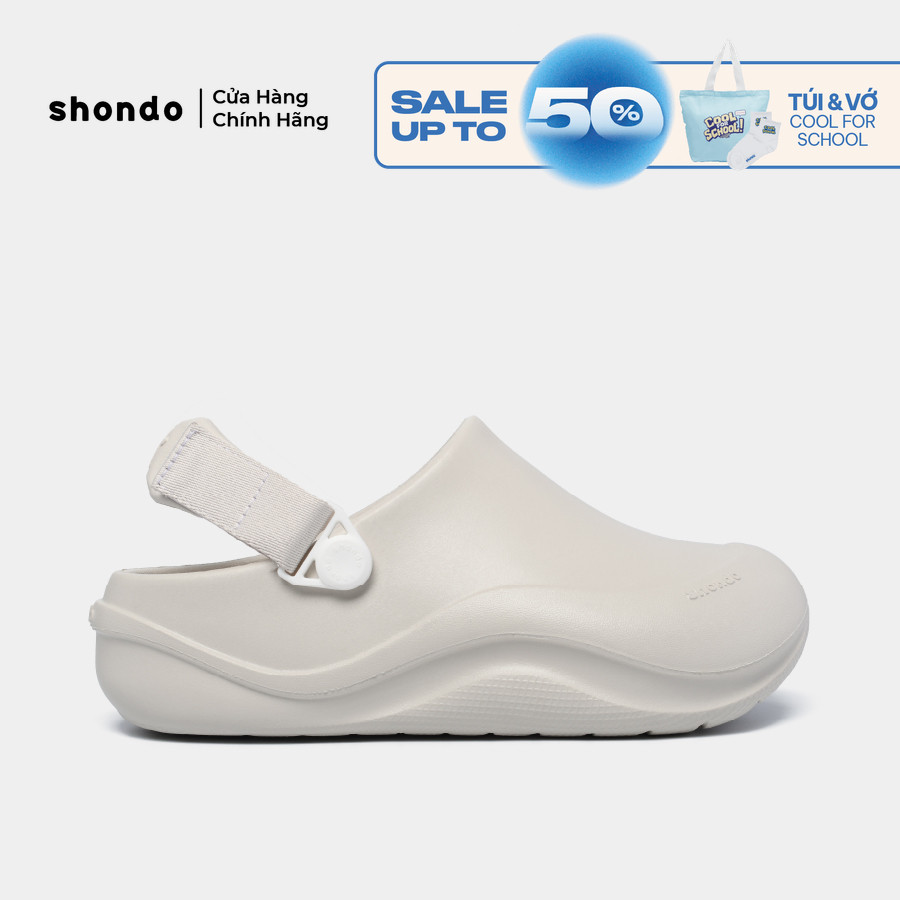 Dép Sục Unisex Shondo Clog Suke Nhựa Đúc Đế Cao 4cm Hack Dáng Siêu Nhẹ Màu Trắng SUK0009