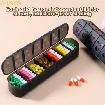 Hộp đựng máy tính bảng hộp đựng thuốc hàng tuần CHENGQI, Hộp đựng thuốc Vitamin 7 ngày 14 lưới, Hộp đựng thuốc hai lớp bền có ngăn Hộp đựng thuốc bé trai / bé gái
