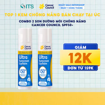 Combo 2 Son dưỡng môi chống nắng Cancer Council SPF50+ 4g dưỡng mềm môi, chống nắng hiệu quả CA0021