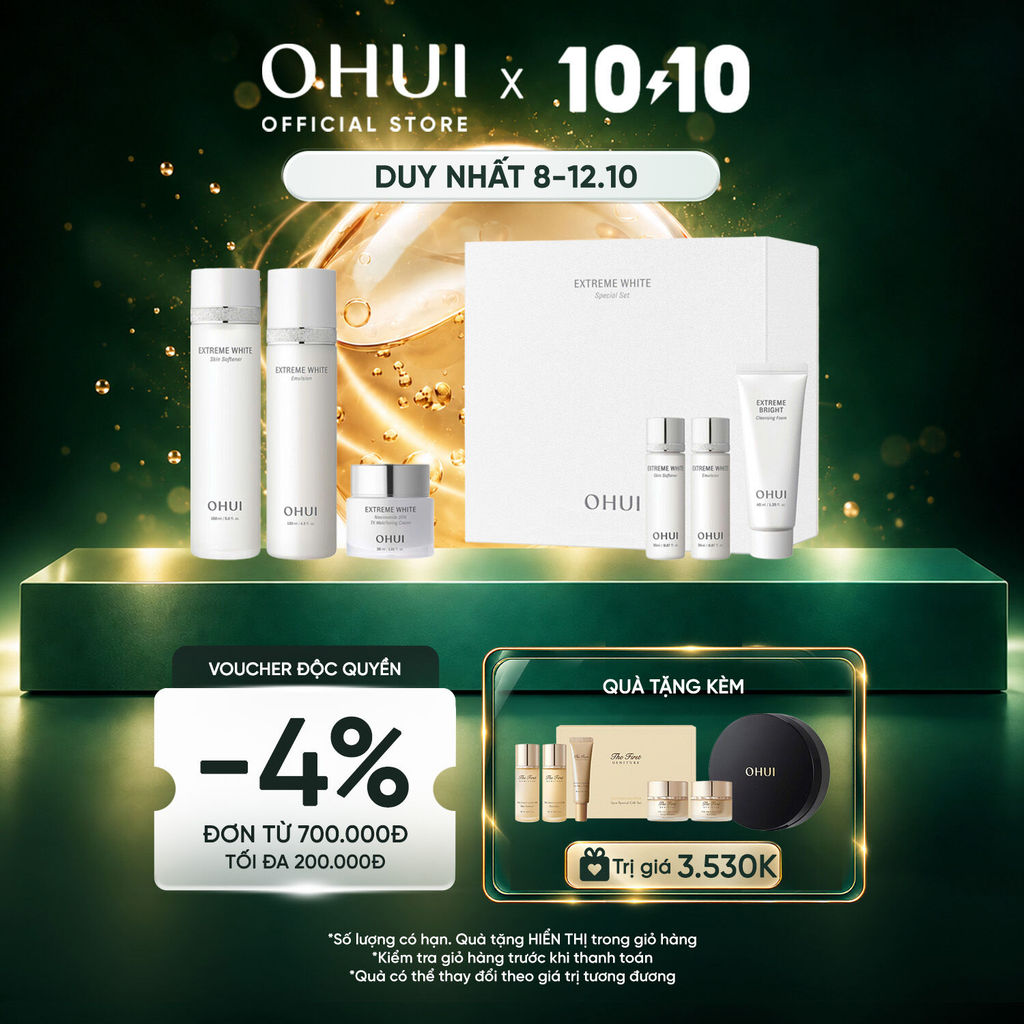 [OHUI Official] Bộ 6 món dưỡng trắng da chuyên sâu cao cấp OHUI Extreme White Special Set 390ml