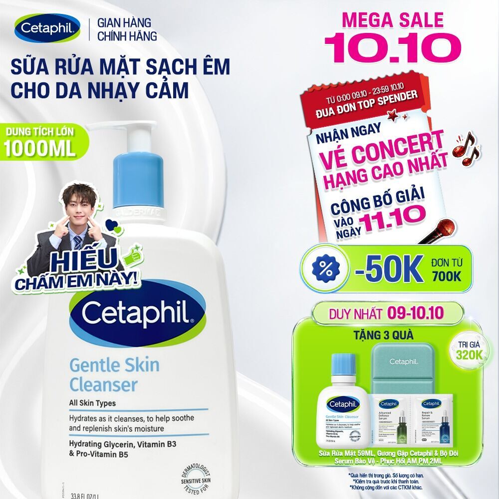 Sữa rửa mặt dịu lành cho da nhạy cảm CETAPHIL GENTLE SKIN CLEANSER 1000ML