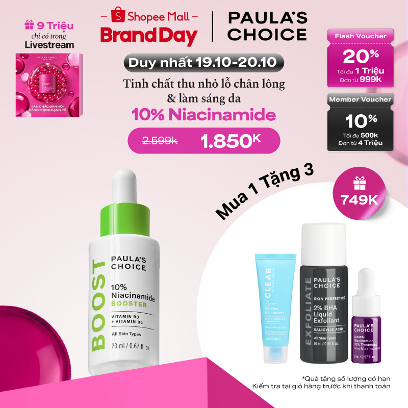 Tinh chất giúp thu nhỏ lỗ chân lông và làm sáng da Paula's Choice 10% Niacinamide Booster 20ml 7980