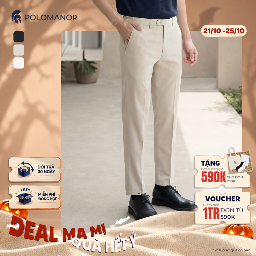 [BEST SELLER] Quần dài tây nam POLOMANOR co giãn 2 chiều, xuất xịn, lưng đai chun ẩn, chuẩn form