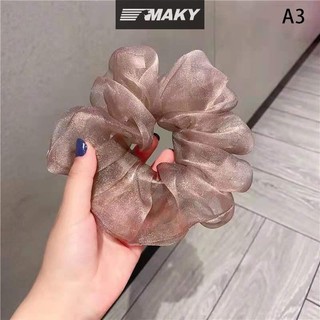 Newwellknownepic Lưới phản quang Quá khổ Scrunchies Dây buộc tóc cao su lớn Đàn hồi trơn VN
