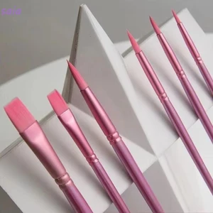 SAIA 4 / 6 chiếc Bàn chải màu nước, Đầu tròn nhọn bằng Nylon vẽ tay màu nước, Quà tặng sinh viên nghệ thuật dành cho người mới bắt đầu Chất liệu vẽ tranh tóc mềm