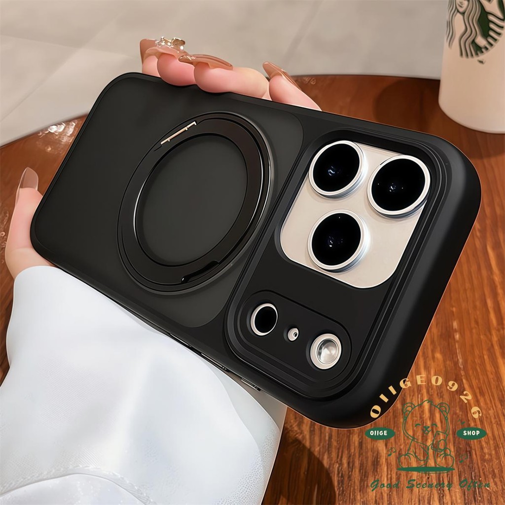【 Ốp lưng iPhone17 】 Vỏ điện thoại từ tính acrylic mờ màu cam iphone17 Pro Max 16 15 cho vỏ iPhone vỏ mềm silicon TPU chống sốc