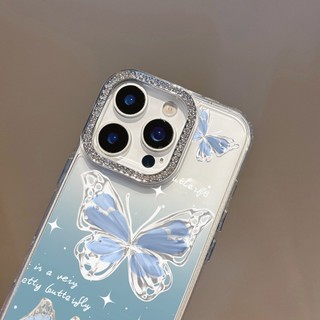 Ốp Điện Thoại Kim Cương Bướm Pha Lê Cho iPhone AIR 16E 16 15 14 13 12 11 17 Pro Max 16 15 14 Plus XS MAX XR X 7 8 6 6S Plus SE TPU Trong Suốt Ốp Lưng Chống Sốc
