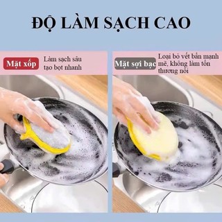 [Viền vàng] Miếng rửa chén bát, cọ xoong nồi hình tròn, 2 mặt 2 công dụng - tiện dụng, siêu bền