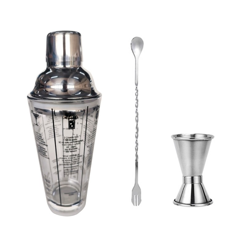 Bộ pha chế thủy tinh exhila 400ml Bình lắc cocktail có cần khuấy và cốc đo