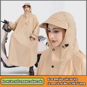 Dài kiểu mới Áo mưa bít kín đi xe máy siêu bền chống thấm Áo mưa một mảnh fashion cho 1 người