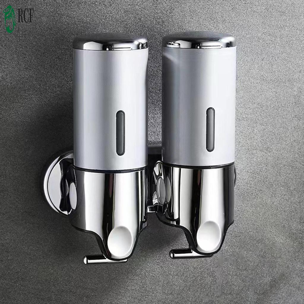 No-Drill 2 Buồng Xà Phòng Treo Tường Phòng Tắm Nước Rửa Tay Cho Gel Chất Lỏng Nước Rửa Tay