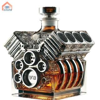 Xe V8 Hình Động Cơ Whisky Chai Rượu Bình Đựng Đồ Ăn Độc Đáo Nhà Hàng Trong Suốt Bình Cho Rượu Bourbon Brandy
